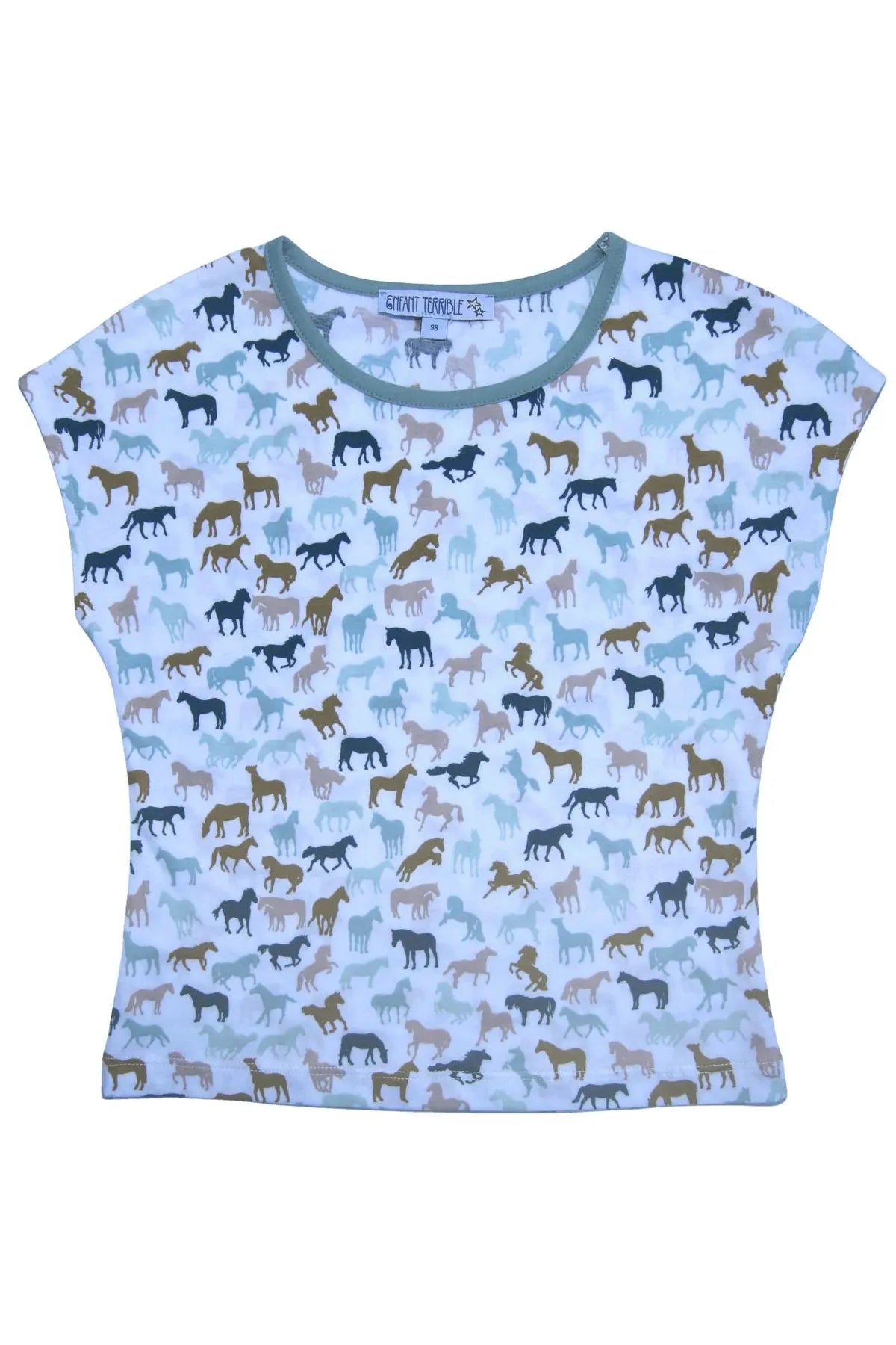 Enfant Terrible Top with Horse All-Over Print in White-Jade