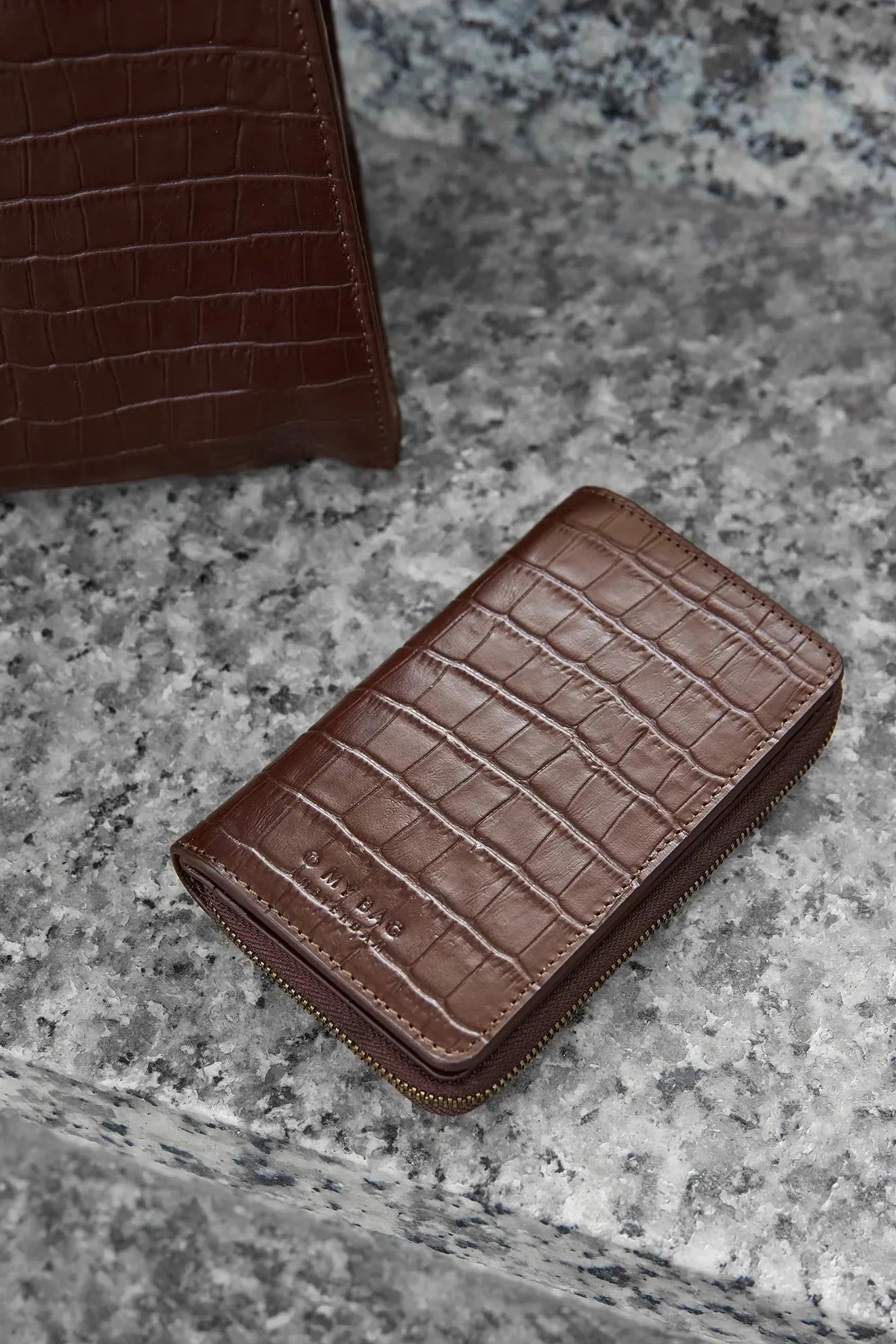O MY BAG Jett Wallet - Chocolate Croco Print Leather