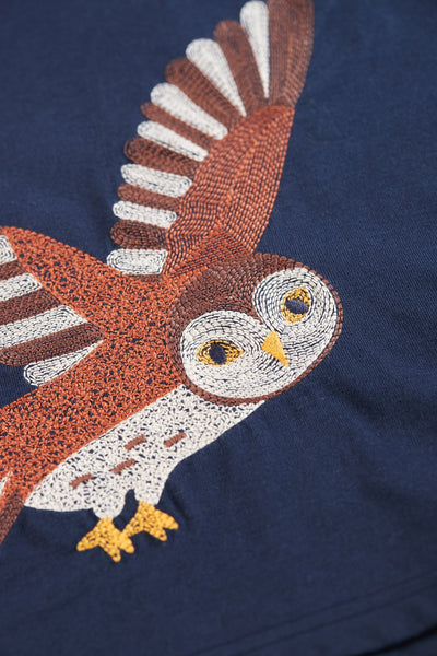 Frugi Adventure Embroidered Top in Indigo Owl-Kids-Ohh! By Gum - Shop Sustainable