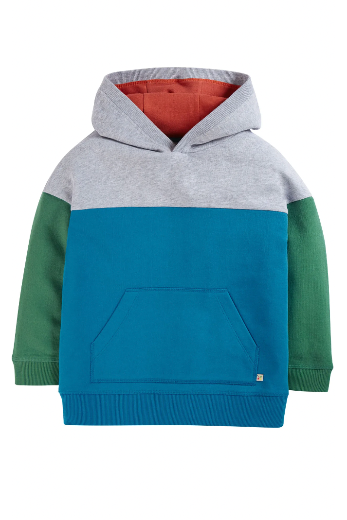 Frugi Bowen Switch Colour Block Hoodie in Grey Marl /Live Wildly-Kids-Ohh! By Gum - Shop Sustainable