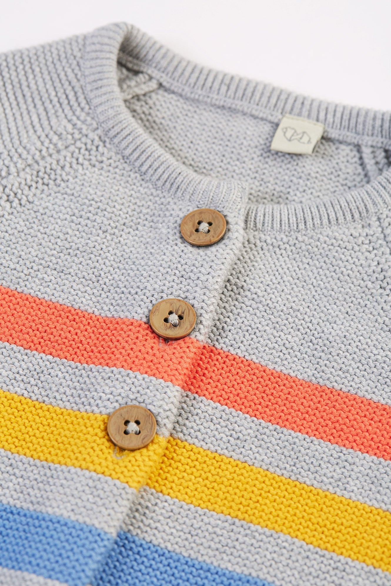 Frugi Bright As A Button Cardigan - Grey Marl Stripe-Kids-Ohh! By Gum - Shop Sustainable