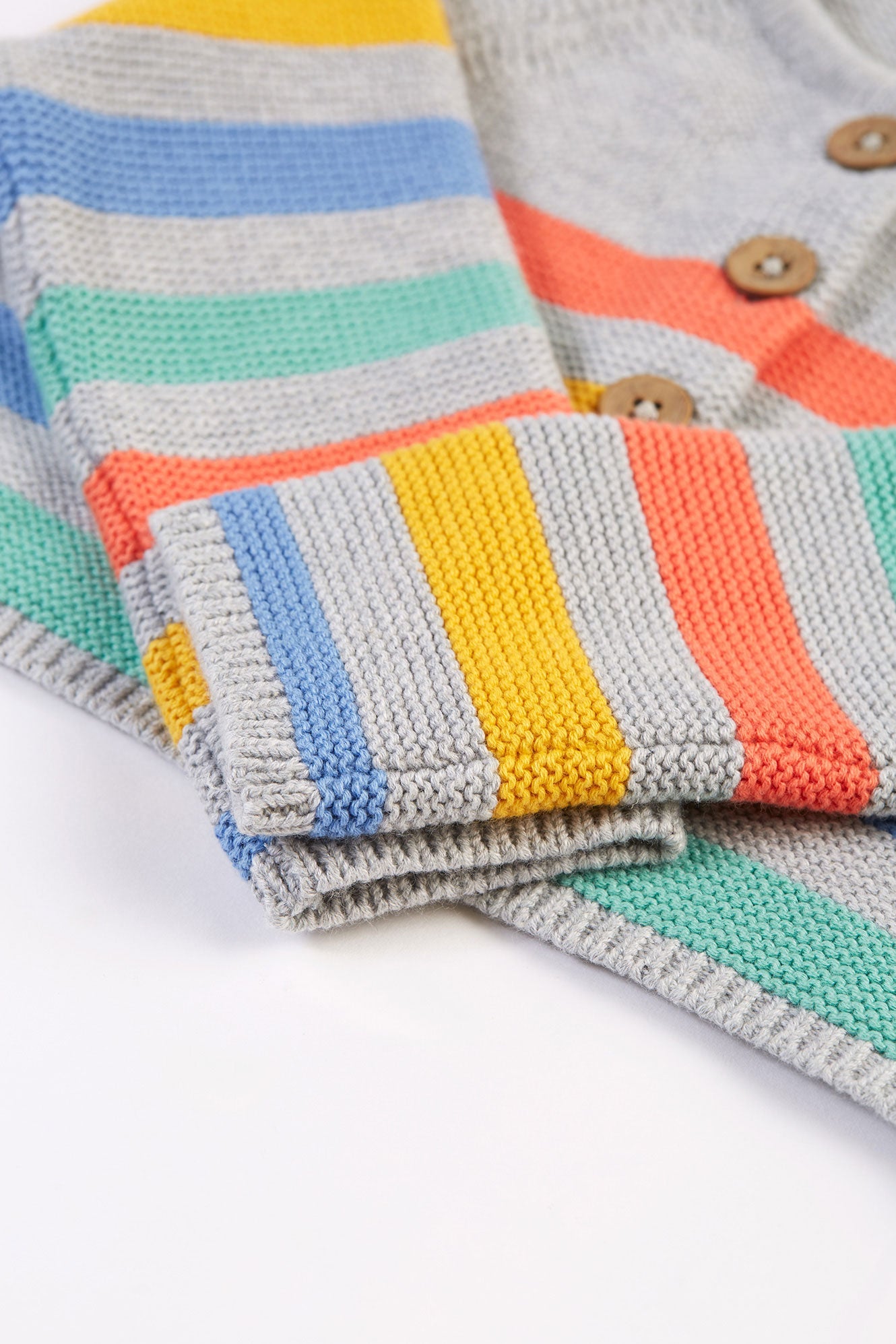 Frugi Bright As A Button Cardigan - Grey Marl Stripe-Kids-Ohh! By Gum - Shop Sustainable