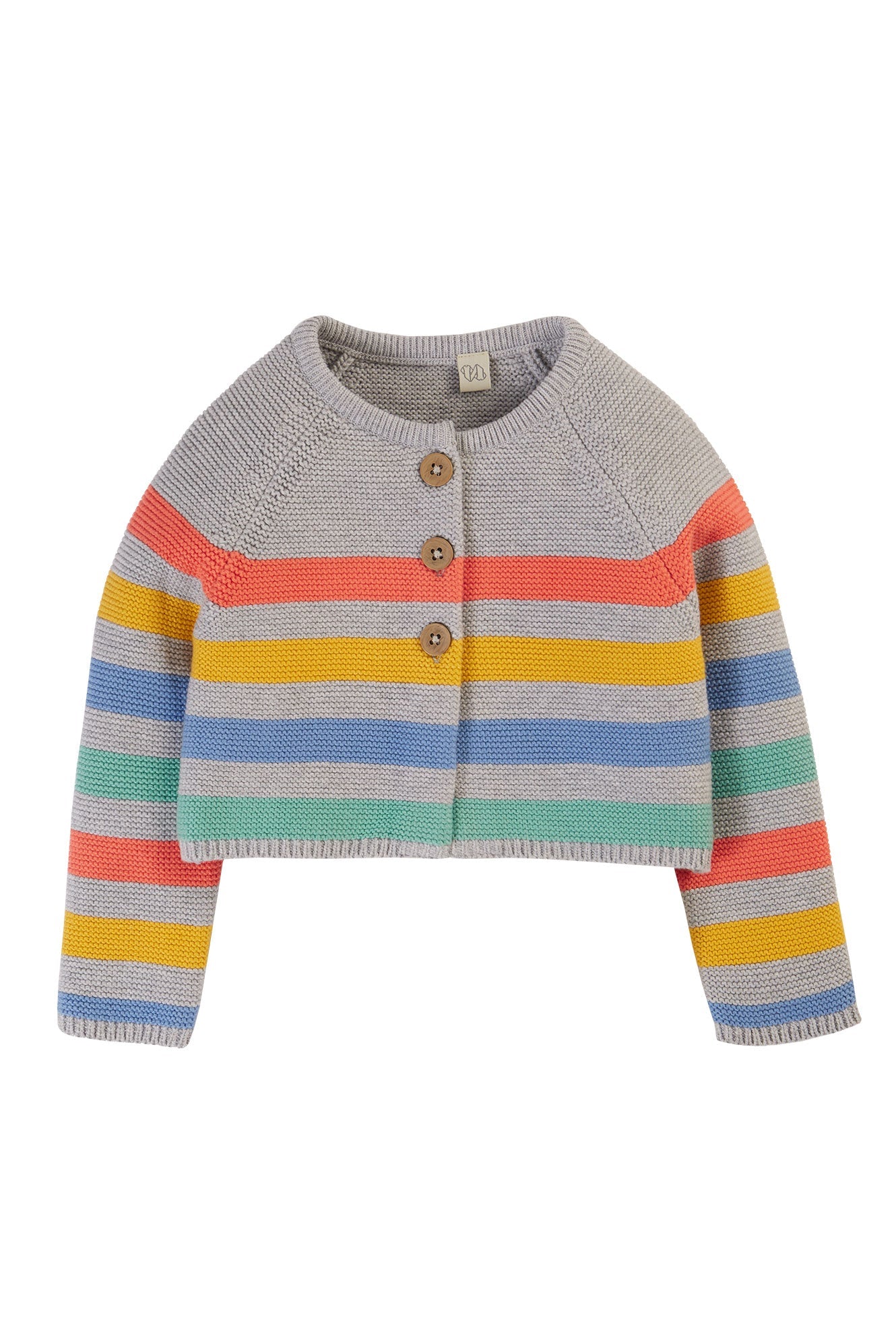 Frugi Bright As A Button Cardigan - Grey Marl Stripe-Kids-Ohh! By Gum - Shop Sustainable