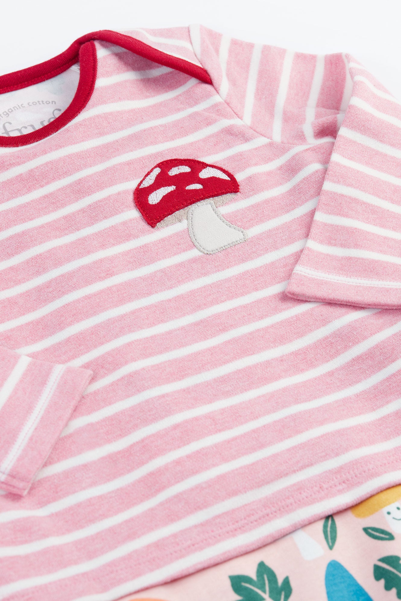 Frugi Brooke Easy Dressing Babygrow in Fun Guys/Pink Stripe