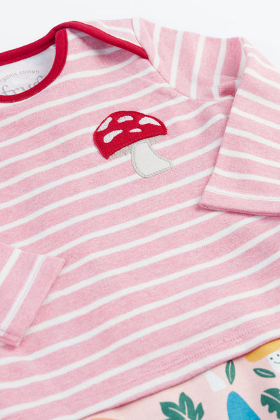 Frugi Brooke Easy Dressing Babygrow in Fun Guys/Pink Stripe