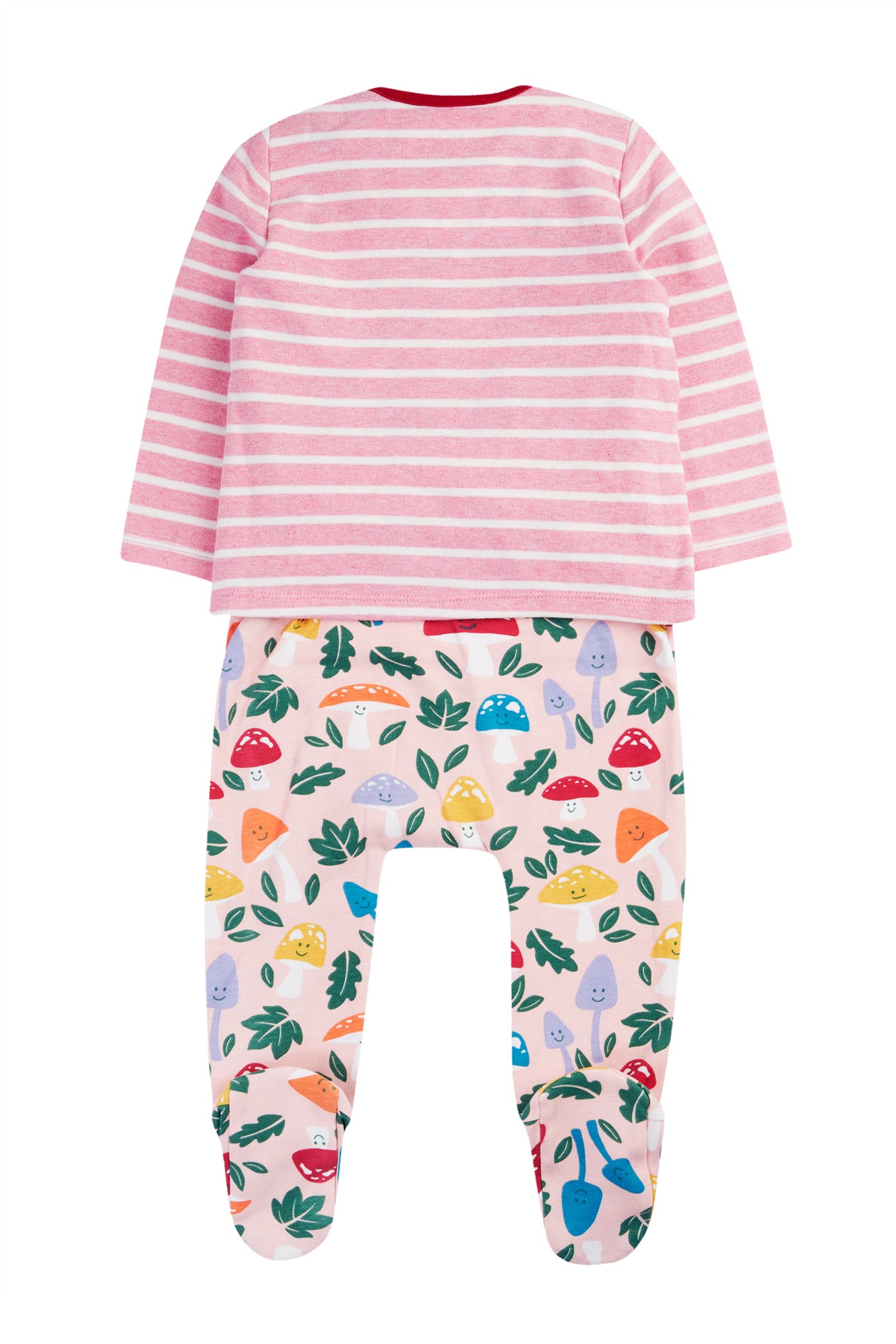 Frugi Brooke Easy Dressing Babygrow in Fun Guys/Pink Stripe