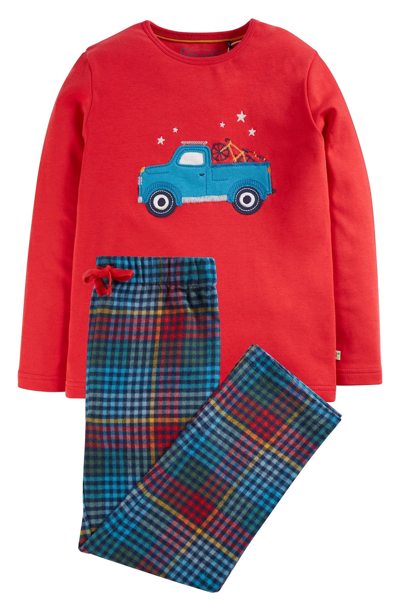 Frugi Caden Check P.J.s In True Red/Indigo Check-Kids-Ohh! By Gum - Shop Sustainable