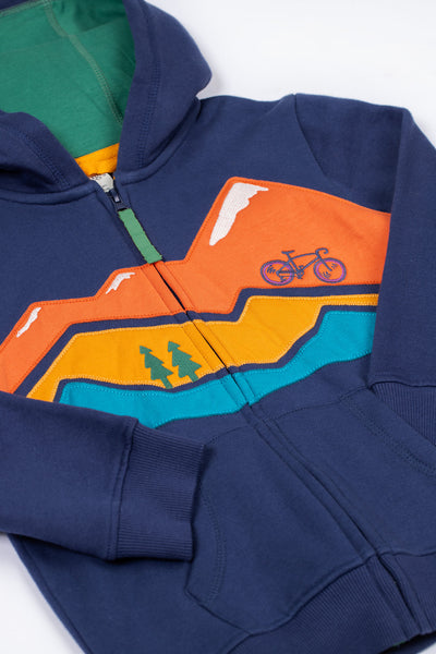 Frugi Carbis Hoodie in Navy Blue/Mountain