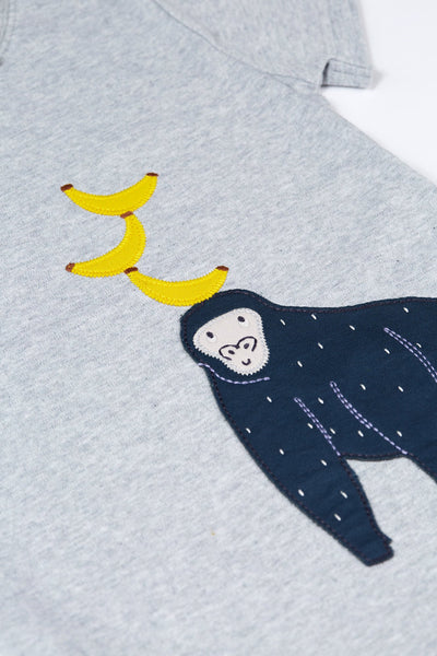 Frugi Carsen Applique T-Shirt in Grey Marl/Gorilla-Kids-Ohh! By Gum - Shop Sustainable