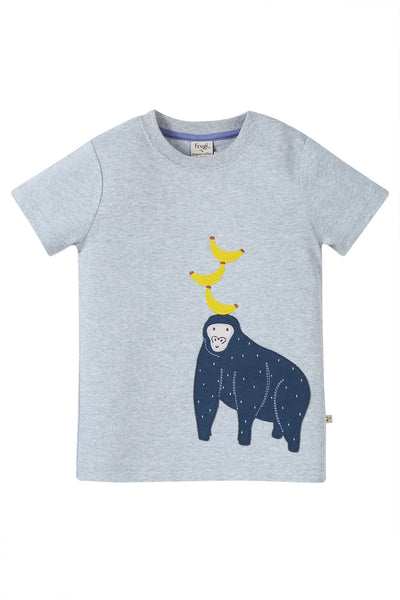 Frugi Carsen Applique T-Shirt in Grey Marl/Gorilla-Kids-Ohh! By Gum - Shop Sustainable