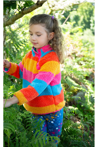 Frugi Coral Reversible Snuggle Fleece in Pink Stripe/Blue-Kids-Ohh! By Gum - Shop Sustainable