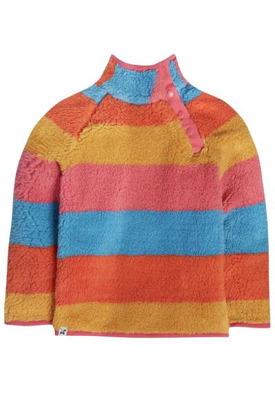 Frugi Coral Reversible Snuggle Fleece in Pink Stripe/Blue-Kids-Ohh! By Gum - Shop Sustainable