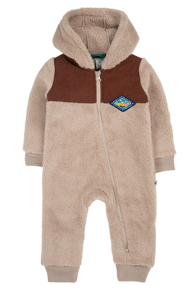 Frugi Cord Ted Snuggle Suit in Twig/Teddy Bear