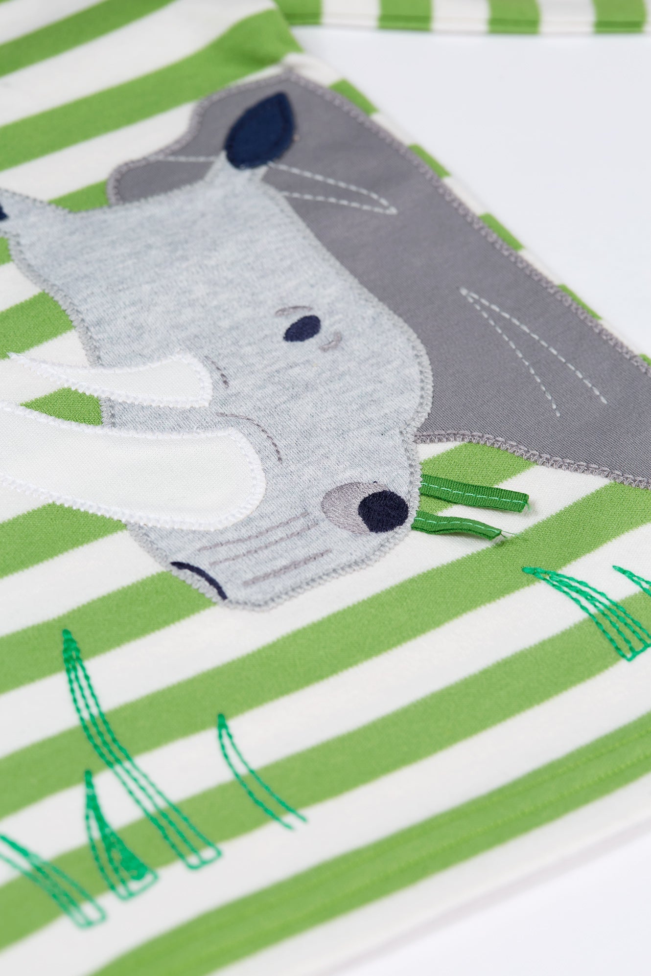 Frugi Discovery Applique Top in Kiwi Stripe/Rhino-Kids-Ohh! By Gum - Shop Sustainable