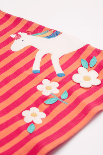 Frugi Dolcie Dress - Cantaloupe Stripe/Horse-Kids-Ohh! By Gum - Shop Sustainable