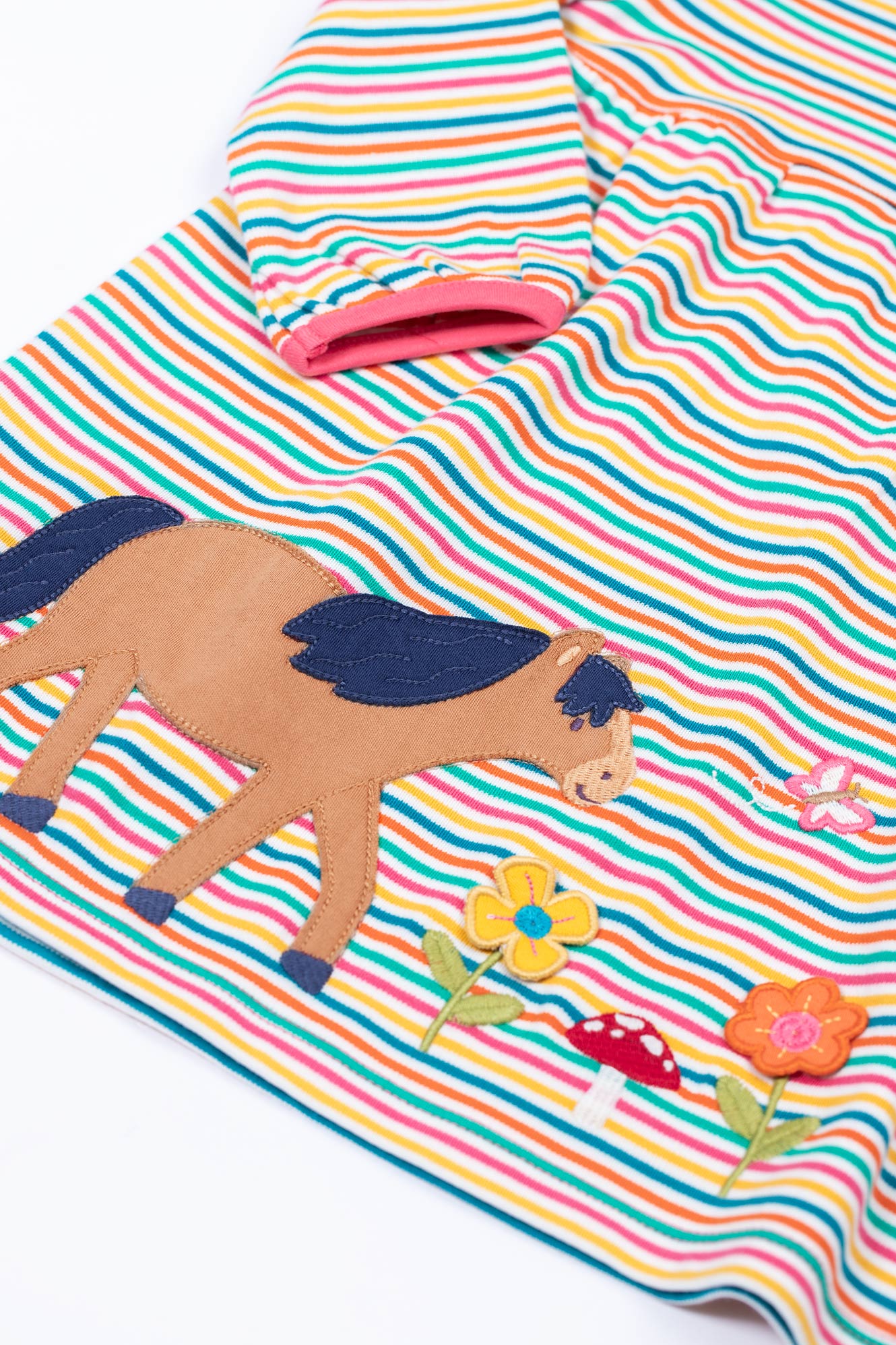 Frugi Dolcie Dress in Multi Stripe/Horse