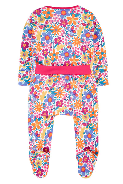 Colorful floral pajama set on a white background