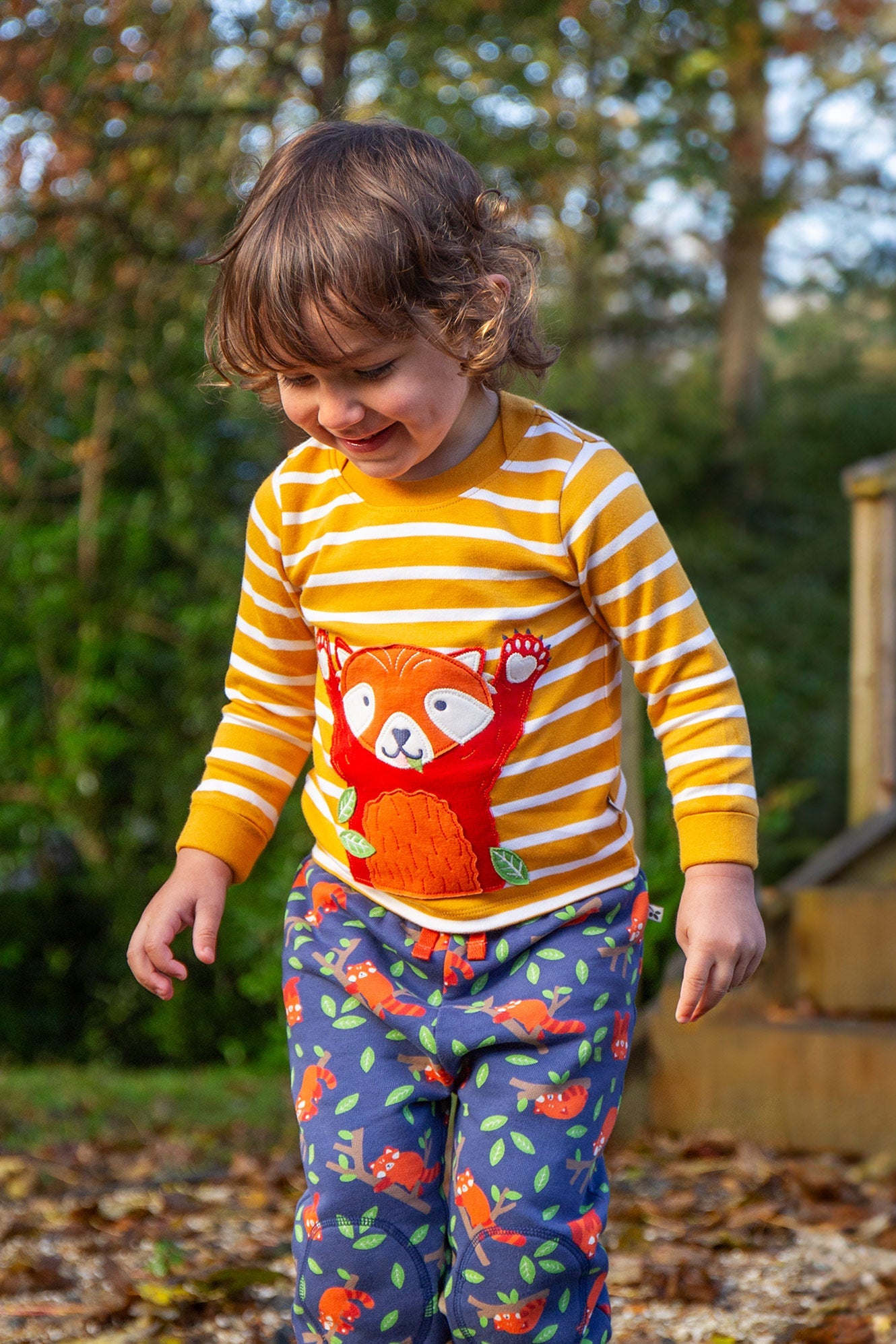 Frugi Easy On Top - Gold Breton Stripe/Red Panda-Kids-Ohh! By Gum - Shop Sustainable