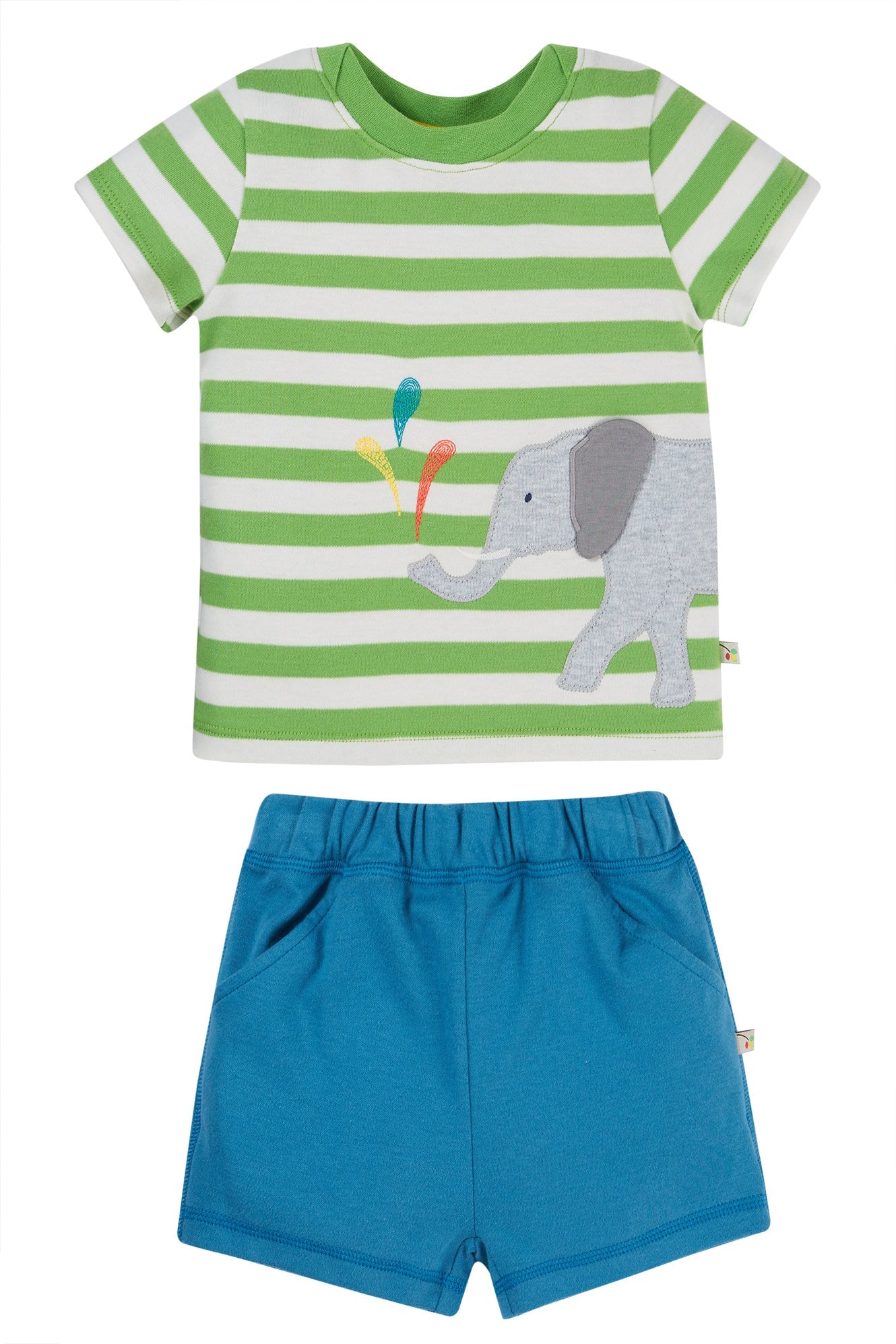 Frugi Easy On Wrap Around Outfit - Kiwi Stripe/Elephant-Kids-Ohh! By Gum - Shop Sustainable