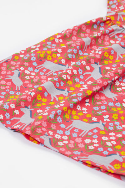 Close-up of the donkey themed print.