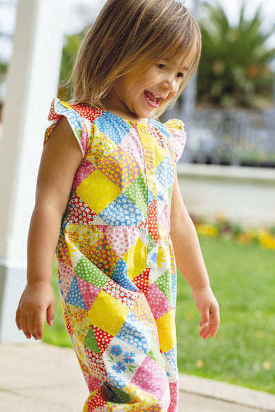 Frugi Etta Playsuit in Patchwork-Kids-Ohh! By Gum - Shop Sustainable