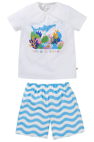 Frugi Fearne Pyjamas - Soft White/Coral Reef-Kids-Ohh! By Gum - Shop Sustainable
