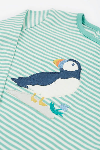 Frugi Frankie Outfit - Puffin Pals/Moss Stripe-Kids-Ohh! By Gum - Shop Sustainable