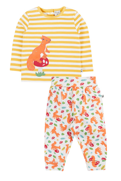 Frugi Frankie Outfit in Bumblebee Stripe/Squirrel Friends