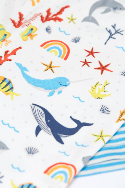 Frugi Frankie Outfit in White Rainbow Sea-Kids-Ohh! By Gum - Shop Sustainable