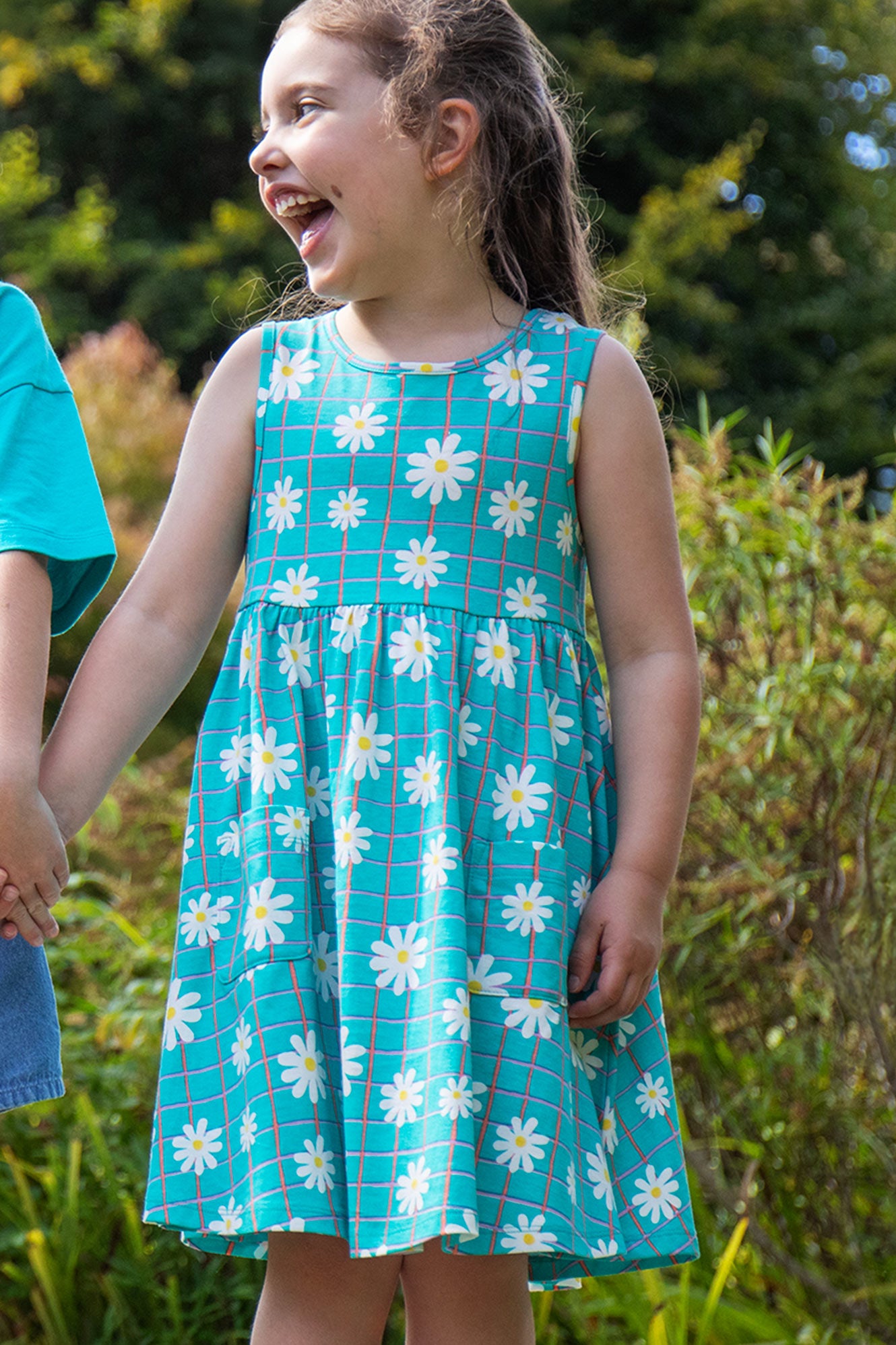 Frugi Holiday Summer Dress in Floral Check