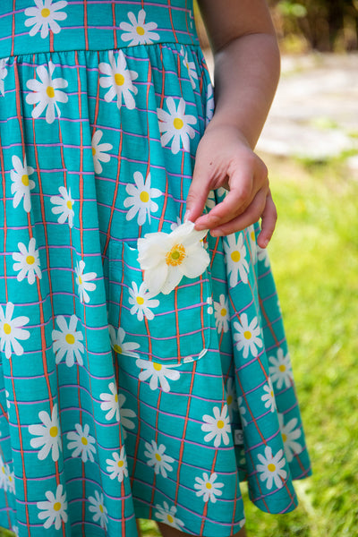 Frugi Holiday Summer Dress in Floral Check