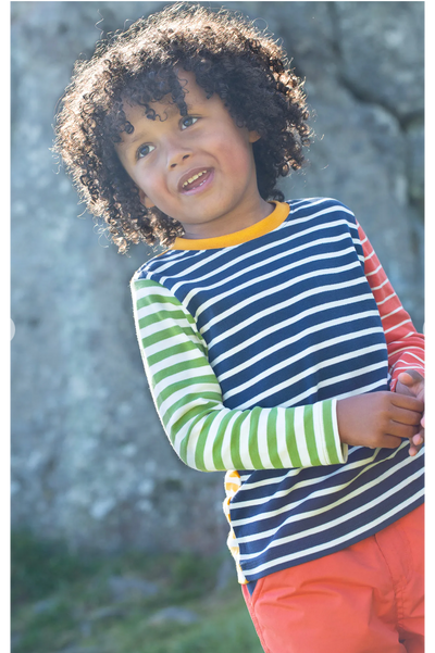 Frugi Hotchpotch Top in Paprika Hotchpotch Stripe-Kids-Ohh! By Gum - Shop Sustainable