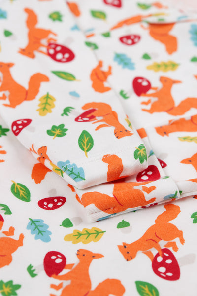 Frugi Kimono Zip Babygrow in Squirrel Friends