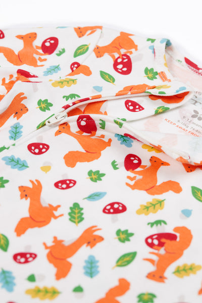 Frugi Kimono Zip Babygrow in Squirrel Friends