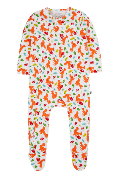 Frugi Kimono Zip Babygrow in Squirrel Friends