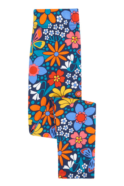 Colourful floral leggings on a white background