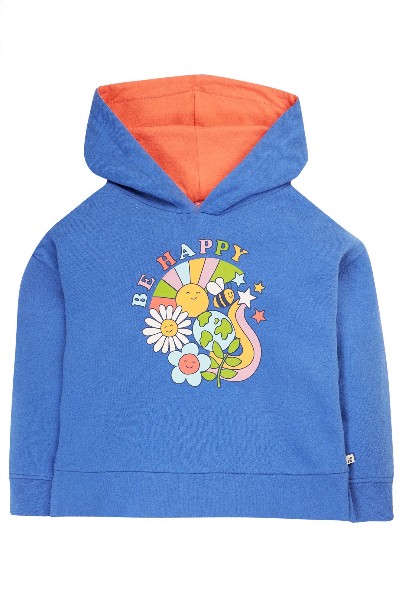 Frugi Lissie Oversized Hoodie - Blue Tang/Be Happy-Kids-Ohh! By Gum - Shop Sustainable