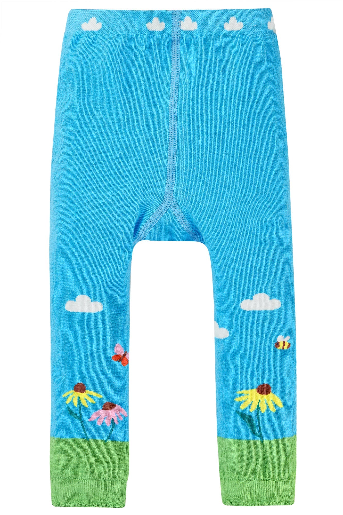 Frugi Little Knitted Leggings in Beluga Blue/Bee-Kids-Ohh! By Gum - Shop Sustainable