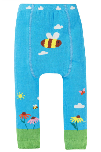 Frugi Little Knitted Leggings in Beluga Blue/Bee-Kids-Ohh! By Gum - Shop Sustainable