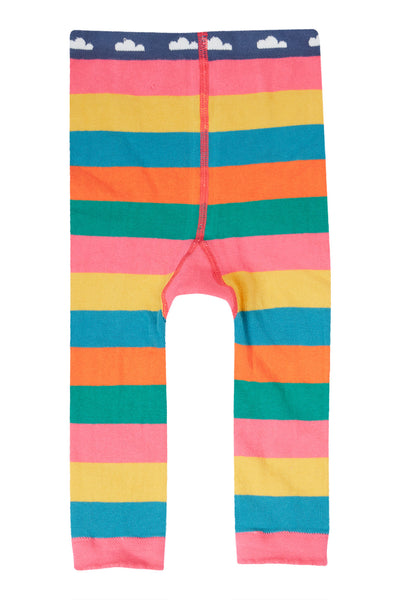 Frugi Little Knitted Leggings in Rainbow Bee