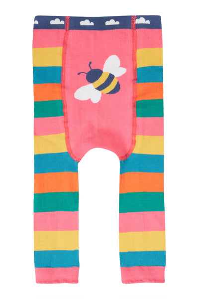 Frugi Little Knitted Leggings in Rainbow Bee