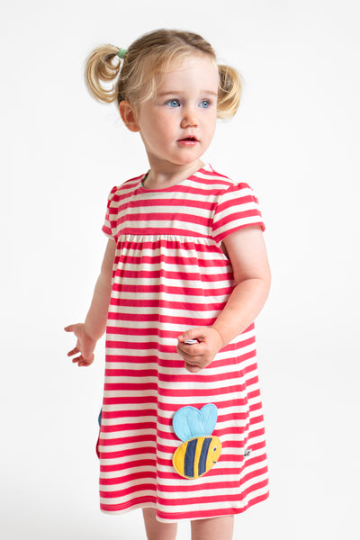 Frugi Little Layla Dress in Watermelon Stripe-Kids-Ohh! By Gum - Shop Sustainable