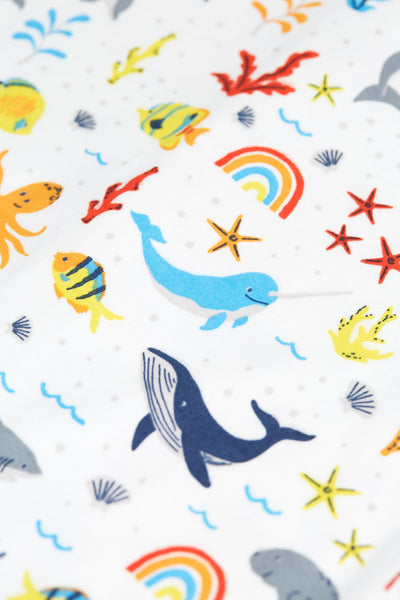 Frugi Lovely Babygrow in White Rainbow Sea-Kids-Ohh! By Gum - Shop Sustainable