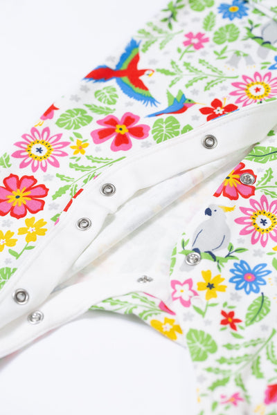 Frugi Lovely Babygrow in White Tropical Birds-Kids-Ohh! By Gum - Shop Sustainable