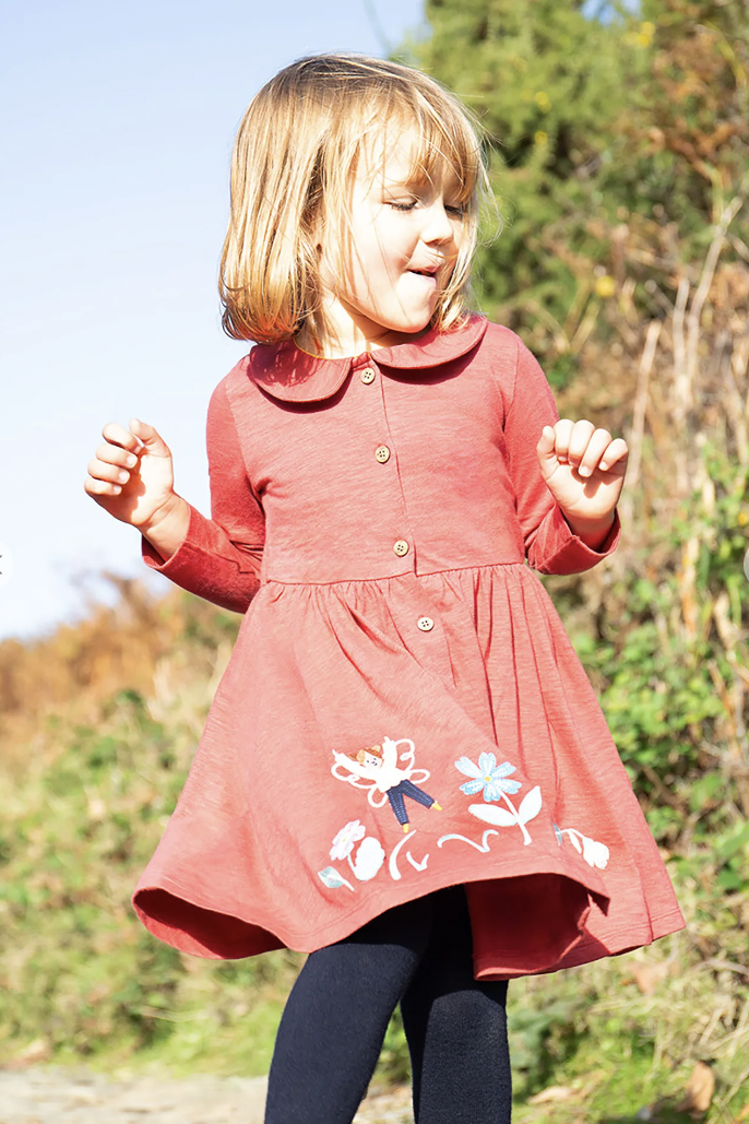 Frugi Marisa Dress in Rosehip/Flowers-Kids-Ohh! By Gum - Shop Sustainable