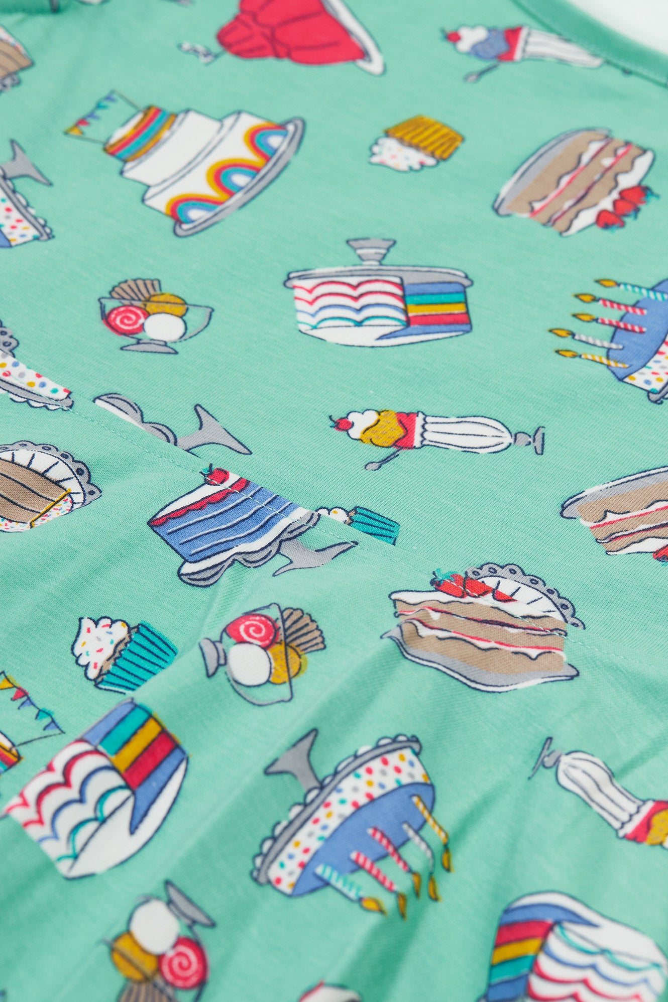 Close up of colourful cake print.