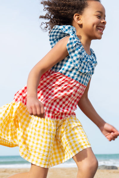 Frugi Nina Ruffle Dress in Hotch Potch Check-Kids-Ohh! By Gum - Shop Sustainable