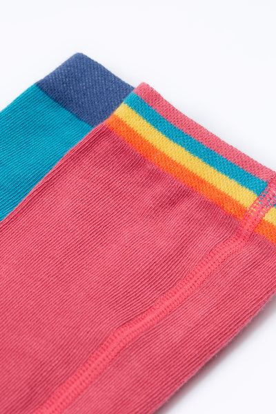 Frugi Norah 2PK Tights in Hotchpotch/Rose