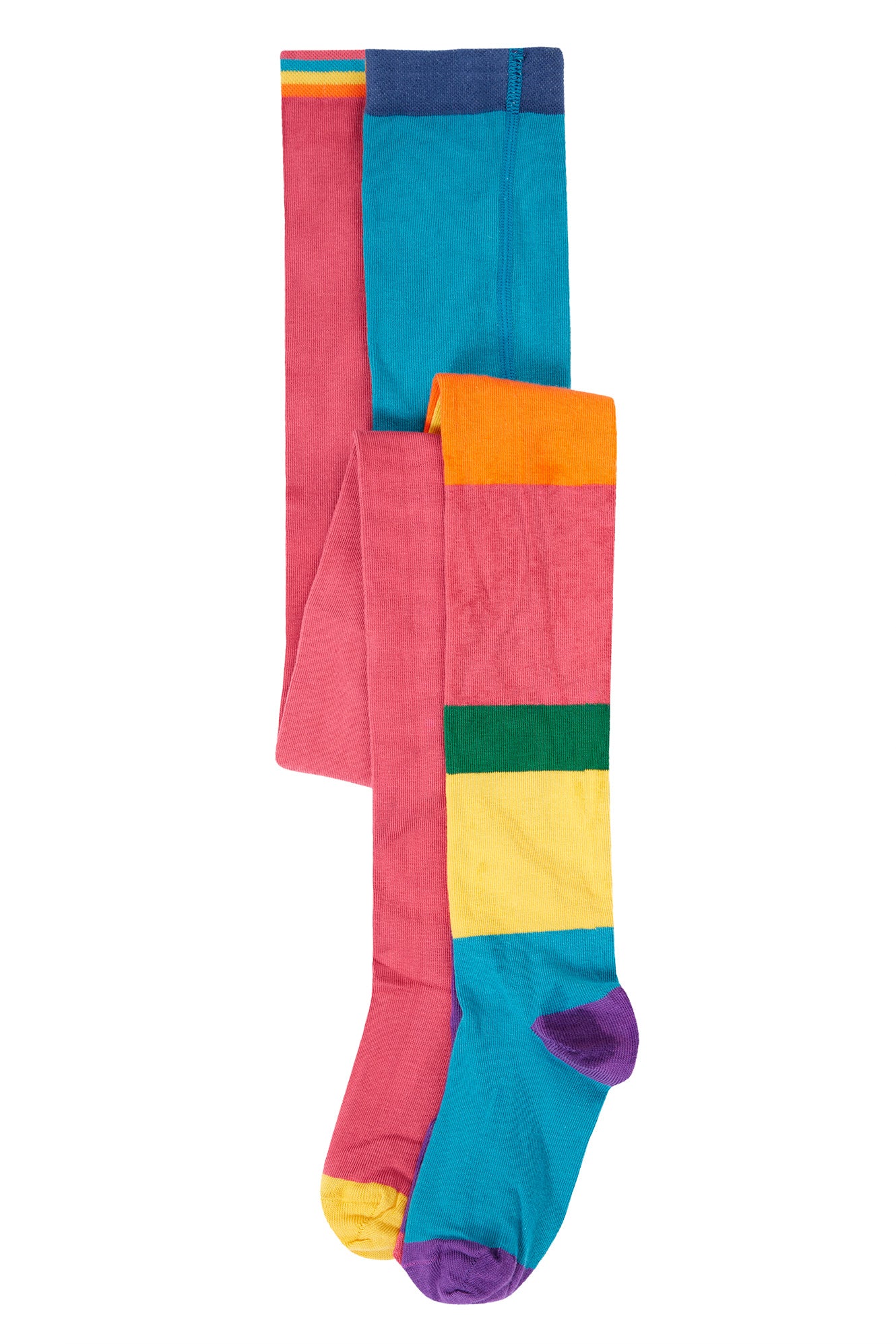 Frugi Norah 2PK Tights in Hotchpotch/Rose