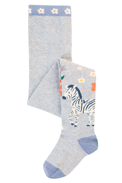 Frugi Norah Tights - Grey Marl/Zebra-Kids-Ohh! By Gum - Shop Sustainable